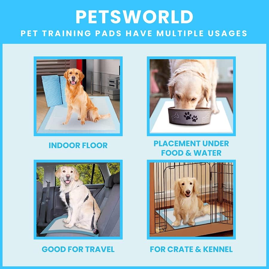 PETSWORLD Almohadillas extragrandes para orinal para perros, eliminadoras de olores de 30 x 36 pulgadas, 200 almohadillas para orina para mascotas,