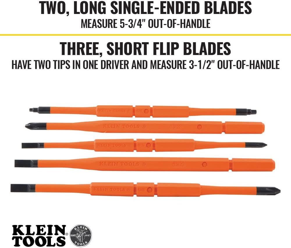 Klein Tools 32288 Destornillador aislado y juego de llaves de bloqueo de conducto 50900R, 12, 34 y 1 pulgada, curvas desplazadas, 3 piezas