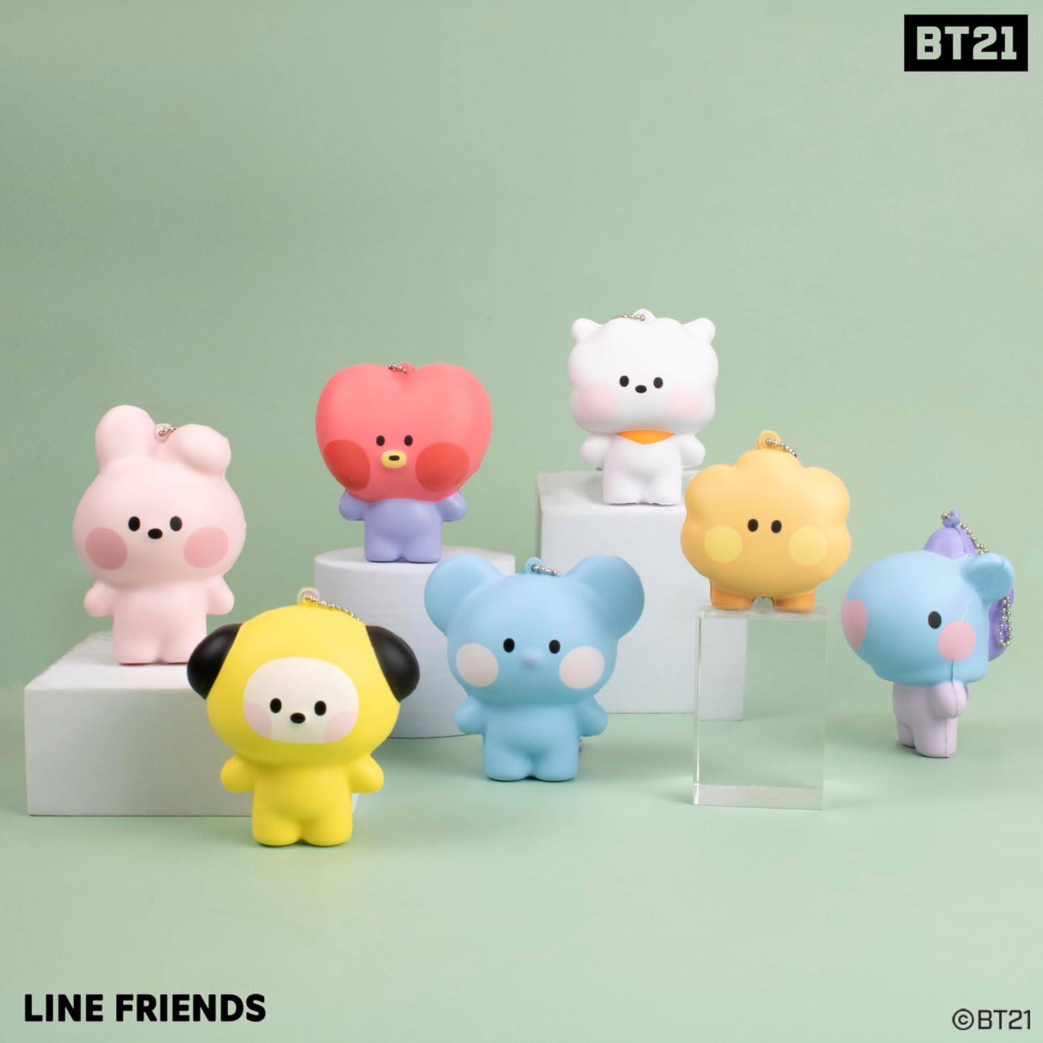 Hamee BT21 minini Cute SquiSHU Squishy Toys – Slow Rising Squishy Toy Keychain for Party Favors, Stress Ball, Birthday Gifts, Kawaii Squishy for
