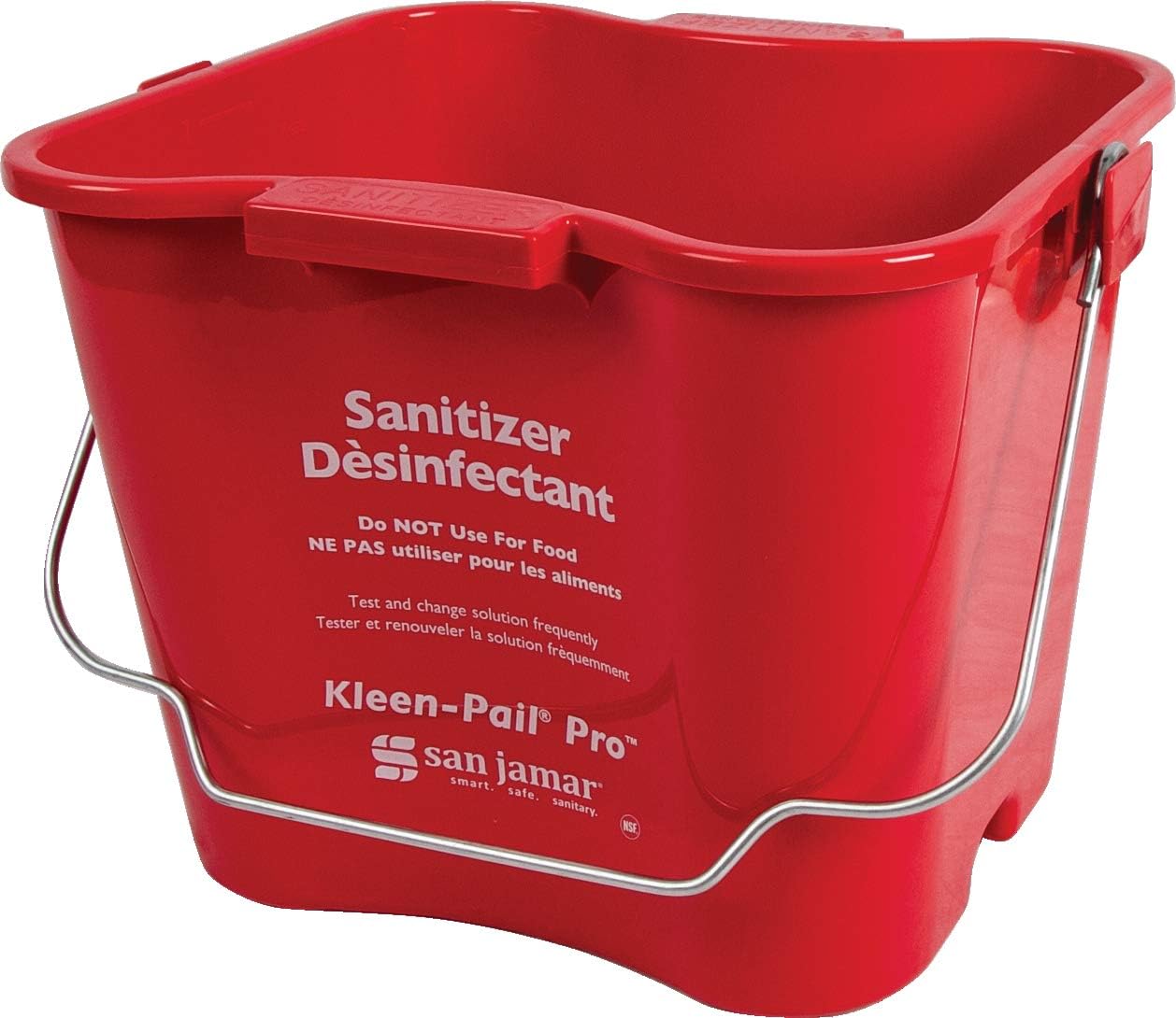 San Jamar Kleen-Pail Pro – Cubo de limpieza para desinfectante, con asa de fianza, para limpieza, cocinas, restaurantes y uso de limpieza, plástico,