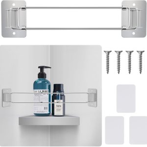 Barra de almacenamiento de esquina para ducha de caravana, almacenamiento y organización ajustable para el interior, acero inoxidable, caravana, Barra de almacenamiento de esquina para ducha de caravana, almacenamiento y organización ajustable para el interior, acero inoxidable, caravana,