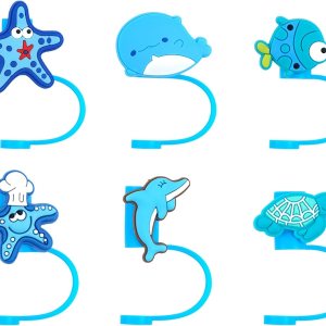 WWYICHEN 6 fundas de silicona para pajitas con diseño de animales, reutilizables, a prueba de polvo, para pajitas de 0.315 a 0.315 pulgadas WWYICHEN 6 fundas de silicona para pajitas con diseño de animales, reutilizables, a prueba de polvo, para pajitas de 0.315 a 0.315 pulgadas