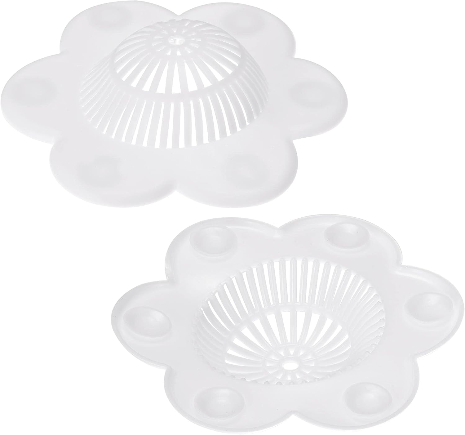 uxcell Colador para fregadero de cocina, tapón de eliminación de fregadero de silicona, colador de pelo flexible, color blanco, 2 unidades
