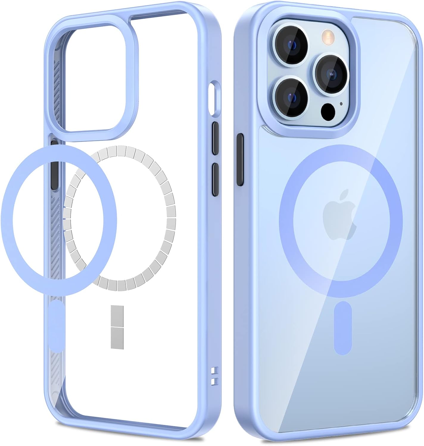 VEGO Funda magnética para iPhone 13 Pro, iPhone 13 Pro con imanes fuertes integrados, parte trasera de policarbonato duro transparente + marco de