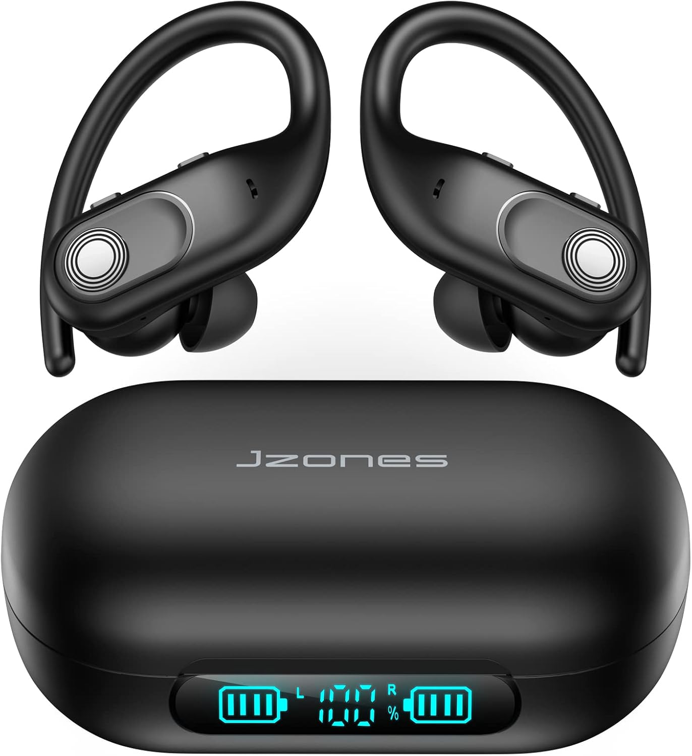 Auriculares inalámbricos Bluetooth 130 horas de reproducción con estuche de carga inalámbrica de 2500 mAh, LED Diaplay Hi-Fi impermeable sobre la