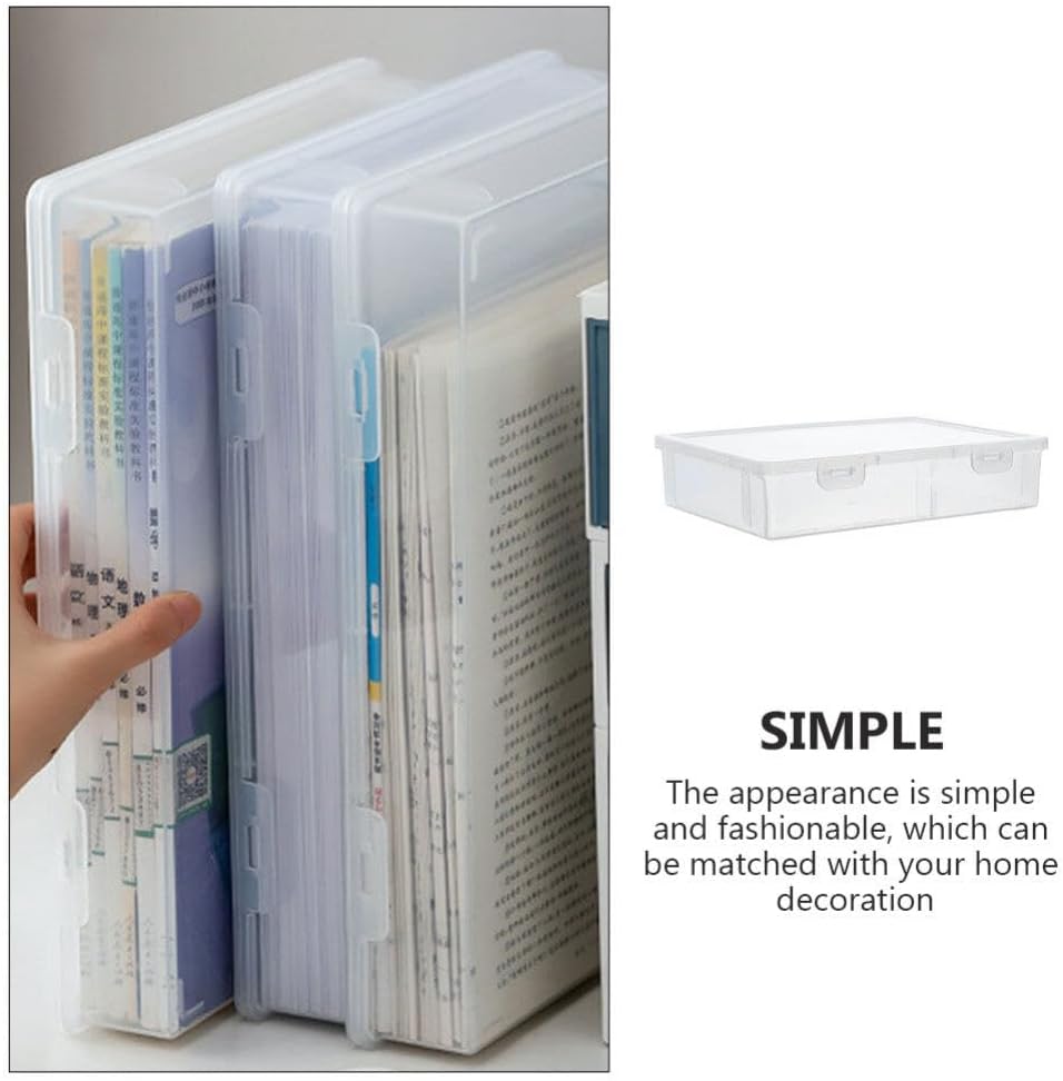 NUOBESTY Estuche organizador de escritorio de oficina, estuche de plástico transparente para álbumes de recortes, caja de almacenamiento de papel,