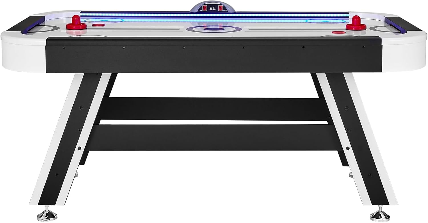 VEVOR Mesa de hockey de aire, mesa de hockey interior de 72 pulgadas para niños y adultos, juego de hockey deportivo LED con 2 discos, 2 empujadores