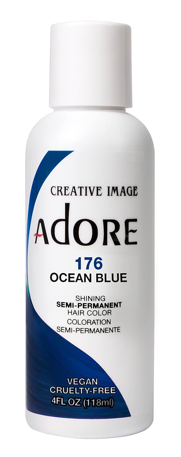 Adore Tinte para el cabello semipermanente, vegano y sin crueldad, 4 onzas líquidas, azul océano 176 (paquete de 1)