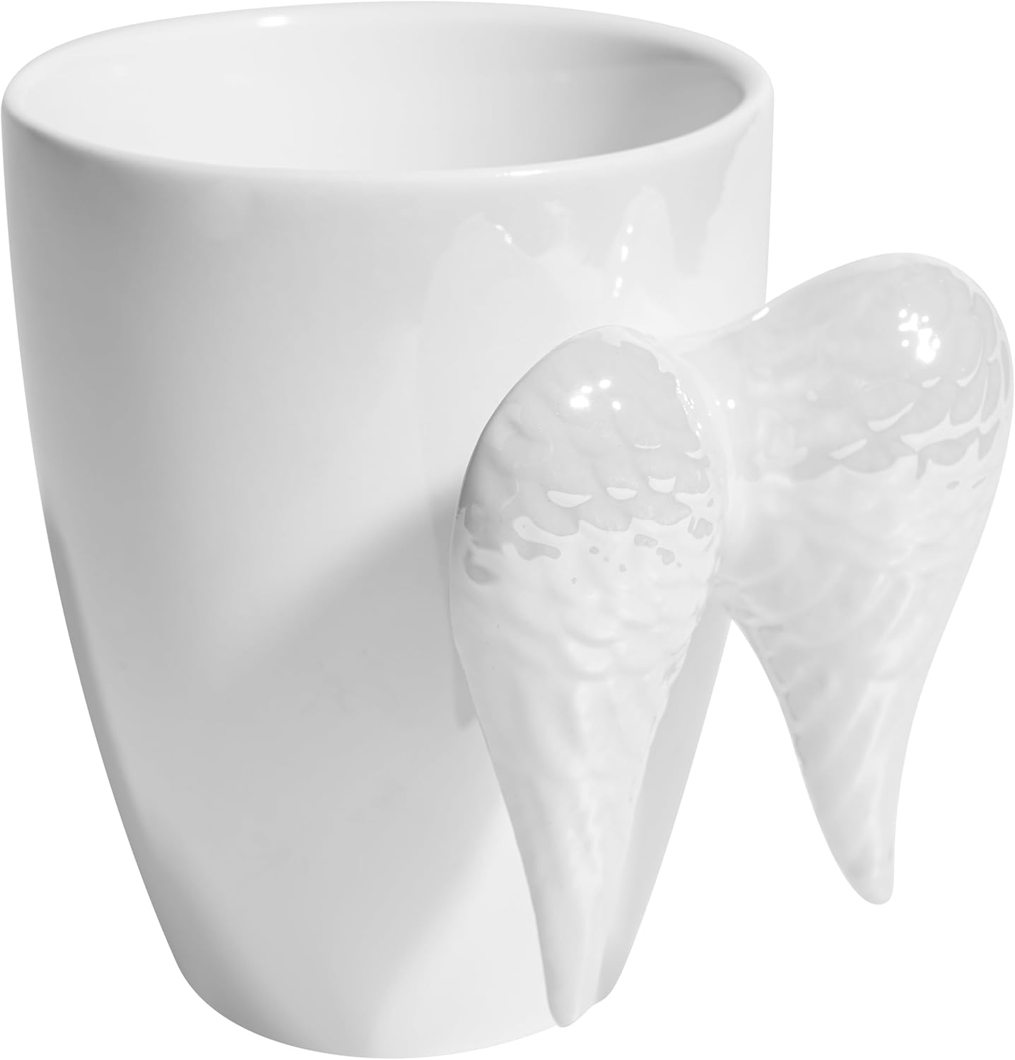 White Angel Wings – Taza de cerámica con asa en forma de alas de ángel, té aziraphale, bebidas calientes, hogar, cocina, oficina, 13.5 onzas