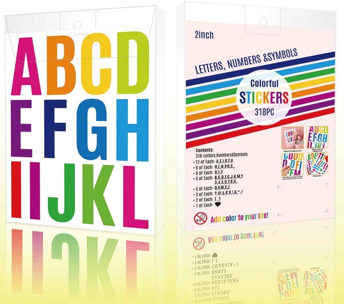 24 hojas de calcomanías de letras del alfabeto, 10 colores, autoadhesivas, material de poliuretano colorido, sensación convexa (calcomanías de