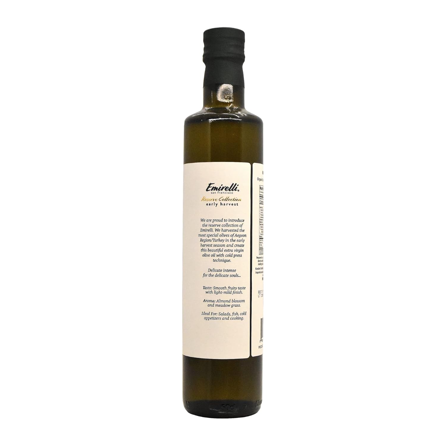 Emirelli Aceite de oliva virgen extra orgánico, certificado por USDA, rico en polifenoles, primer prensado en frío, cosecha temprana, sabor suave,