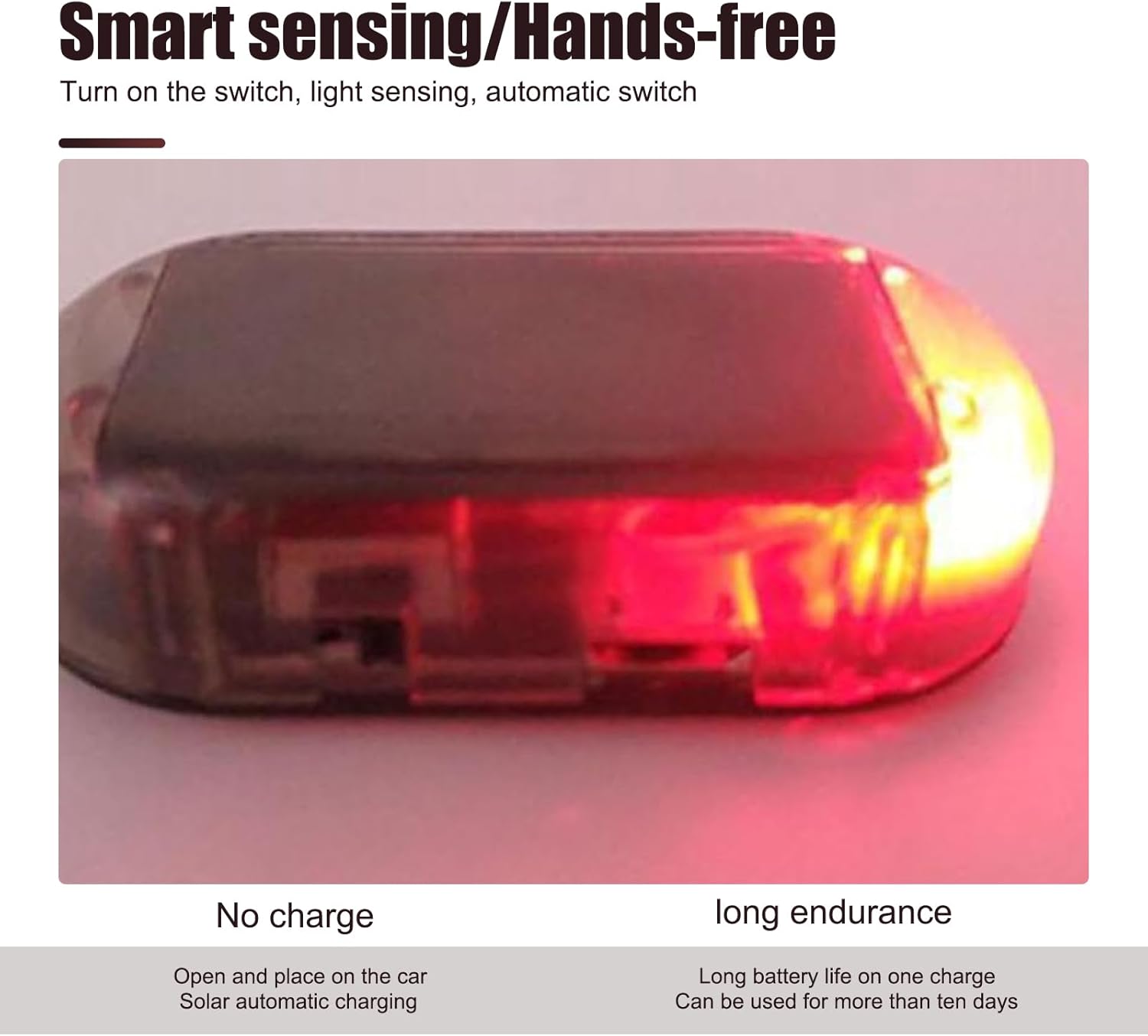 1 PC Car Simulation Warning Strobe Light, 1.96″ x 1.06″ ABS Shell Self-adhesive LED Smart Sensor Interior Sensor Light, Decorative Modification