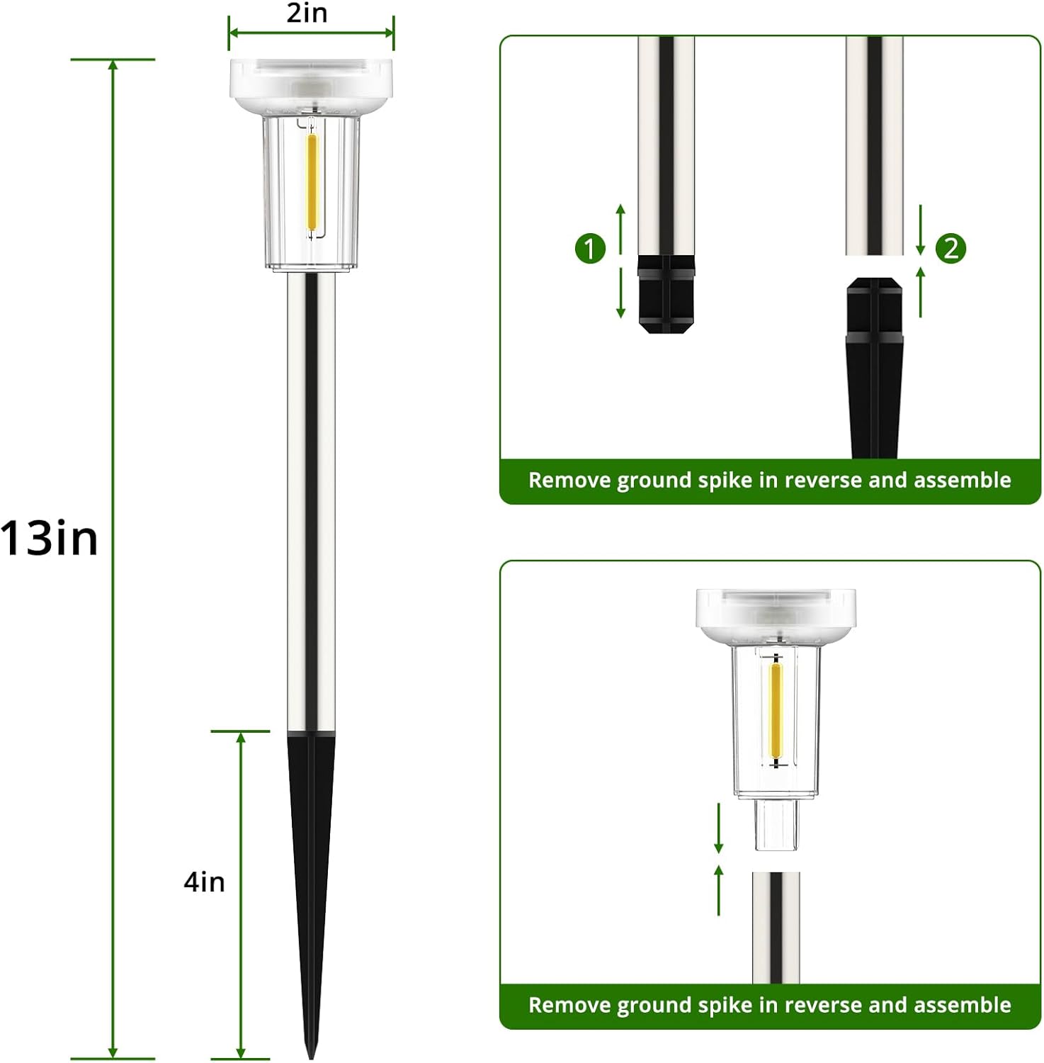 PEATOP Paquete de 10 luces solares para exteriores, luces LED solares para caminos de paisaje, luces LED solares para jardín, luces impermeables