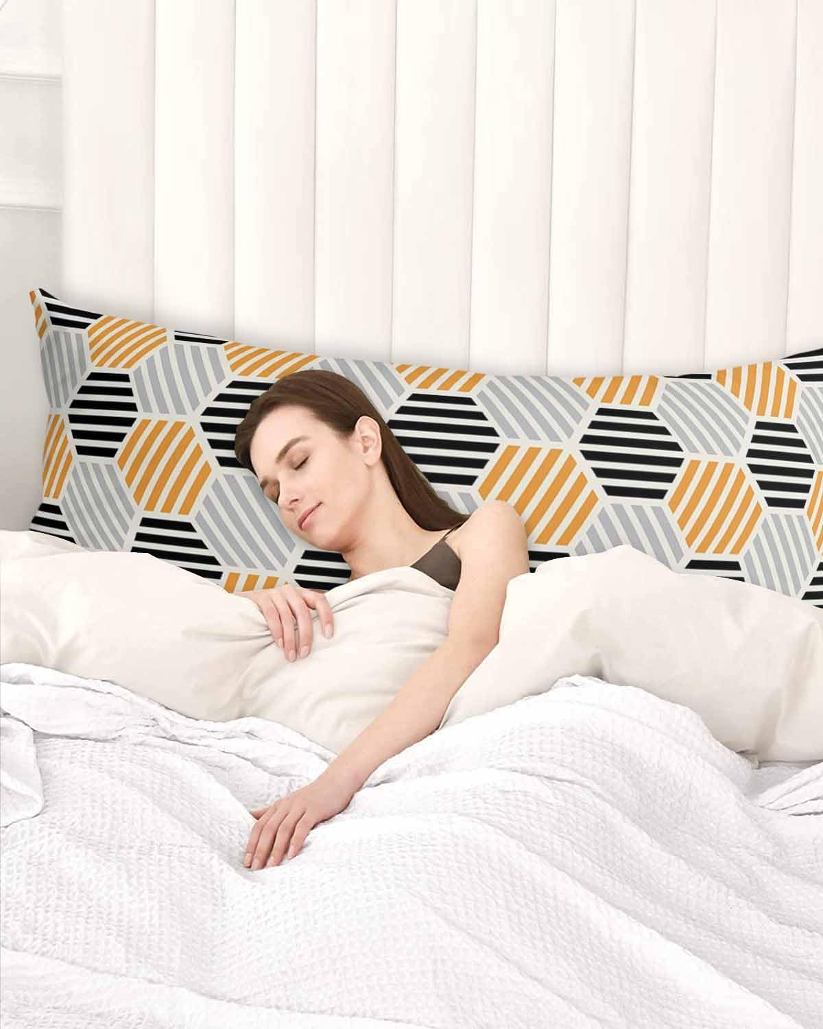 Funda de almohada corporal con diseño geométrico abstracto, fundas de almohada suaves decorativas para sofá largo lumbar con cierre de sobre,