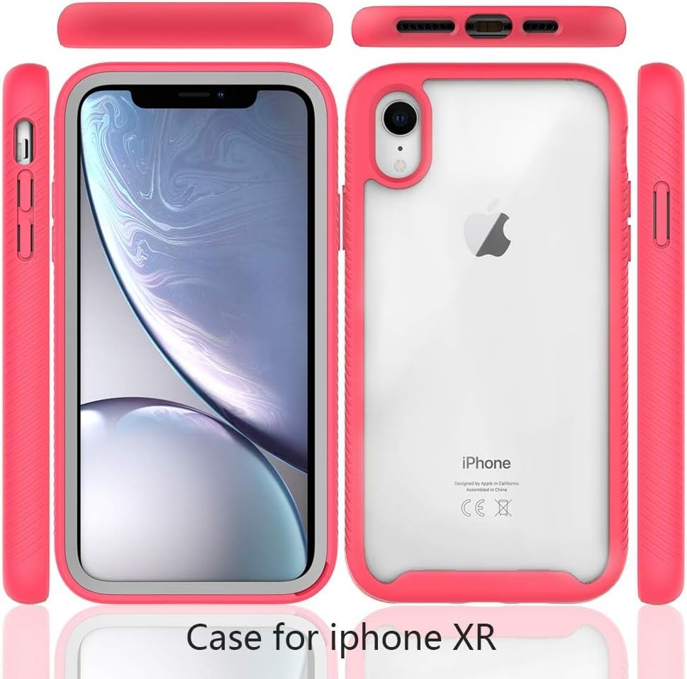 Asuwish Funda para iPhone XR 6.1 con protector de pantalla de vidrio templado y soporte delgado, funda protectora híbrida resistente para iPhone XR