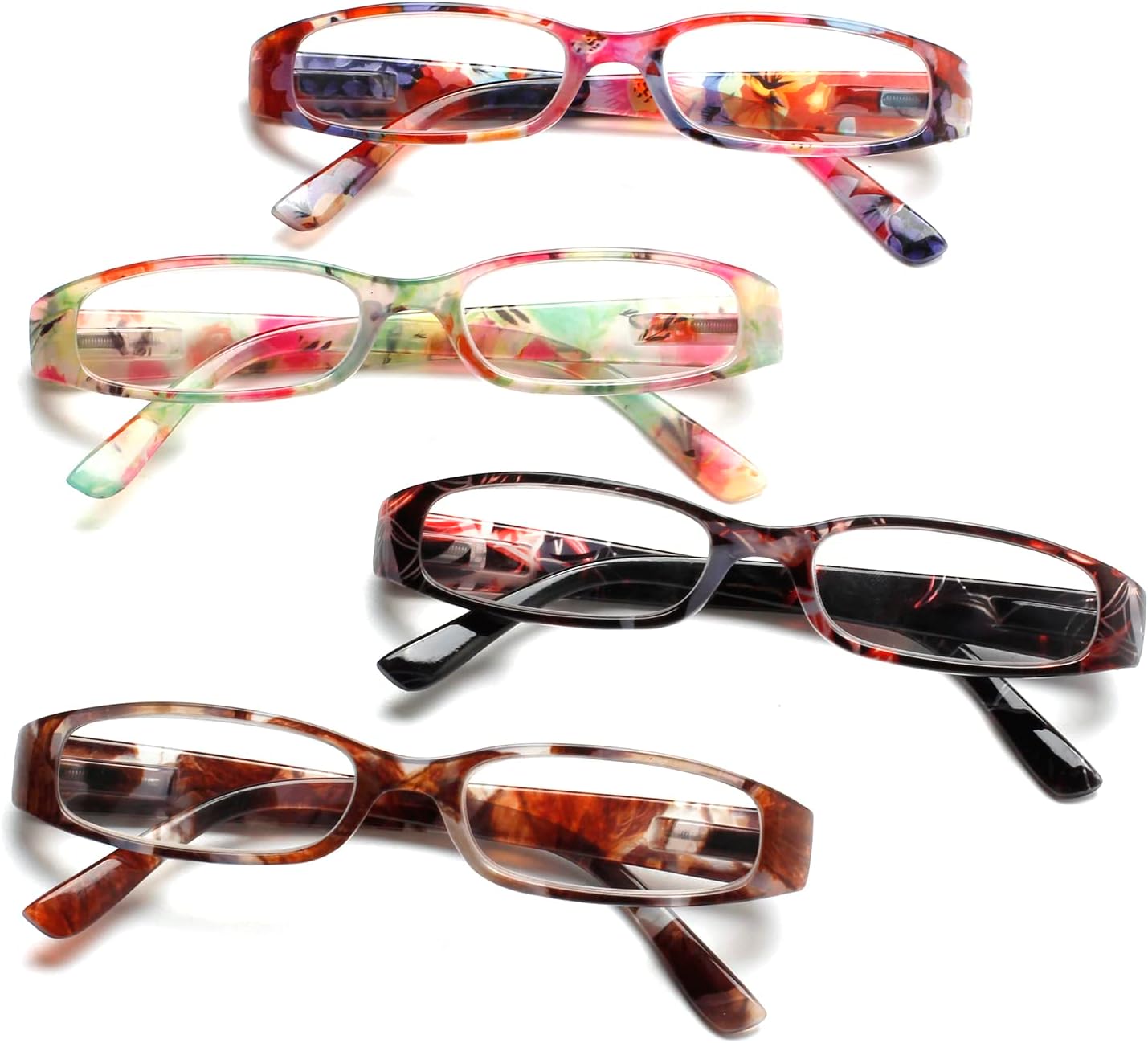 Kerecsen – Anteojos de lectura para mujer, 4 pares de anteojos para leer con bisagra de resorte a la moda