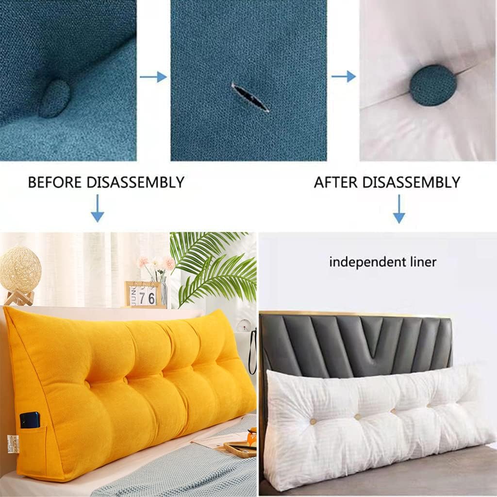 ZZYK Almohada triangular para cabecero, cojín triangular de color sólido, almohada de cuña de soporte de posicionamiento grande para sofá cama con