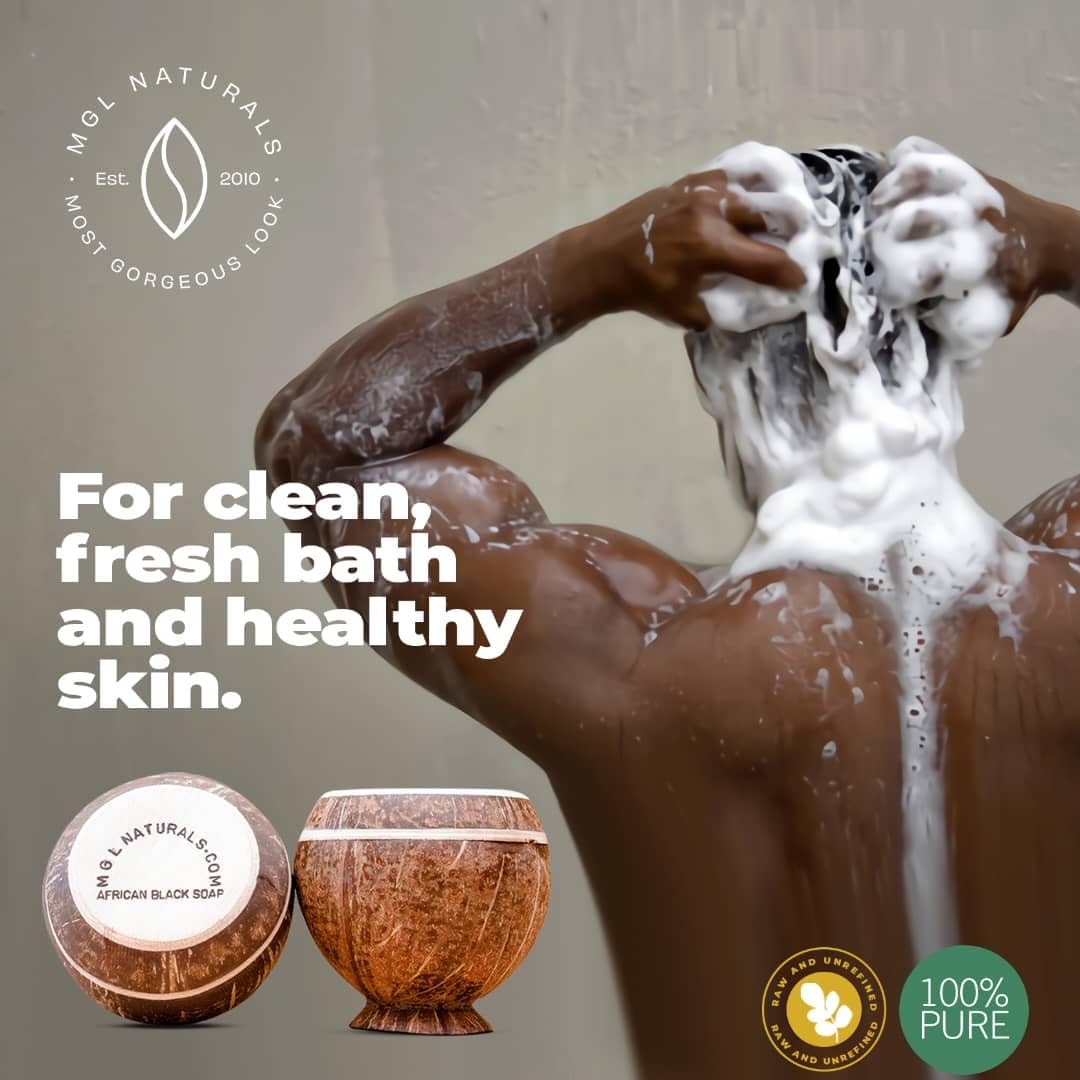 Jabón negro africano crudo en olla de coco  Premium y orgánico  Limpieza profunda facial y corporal. Para acné, eccema y manchas oscuras. (16)