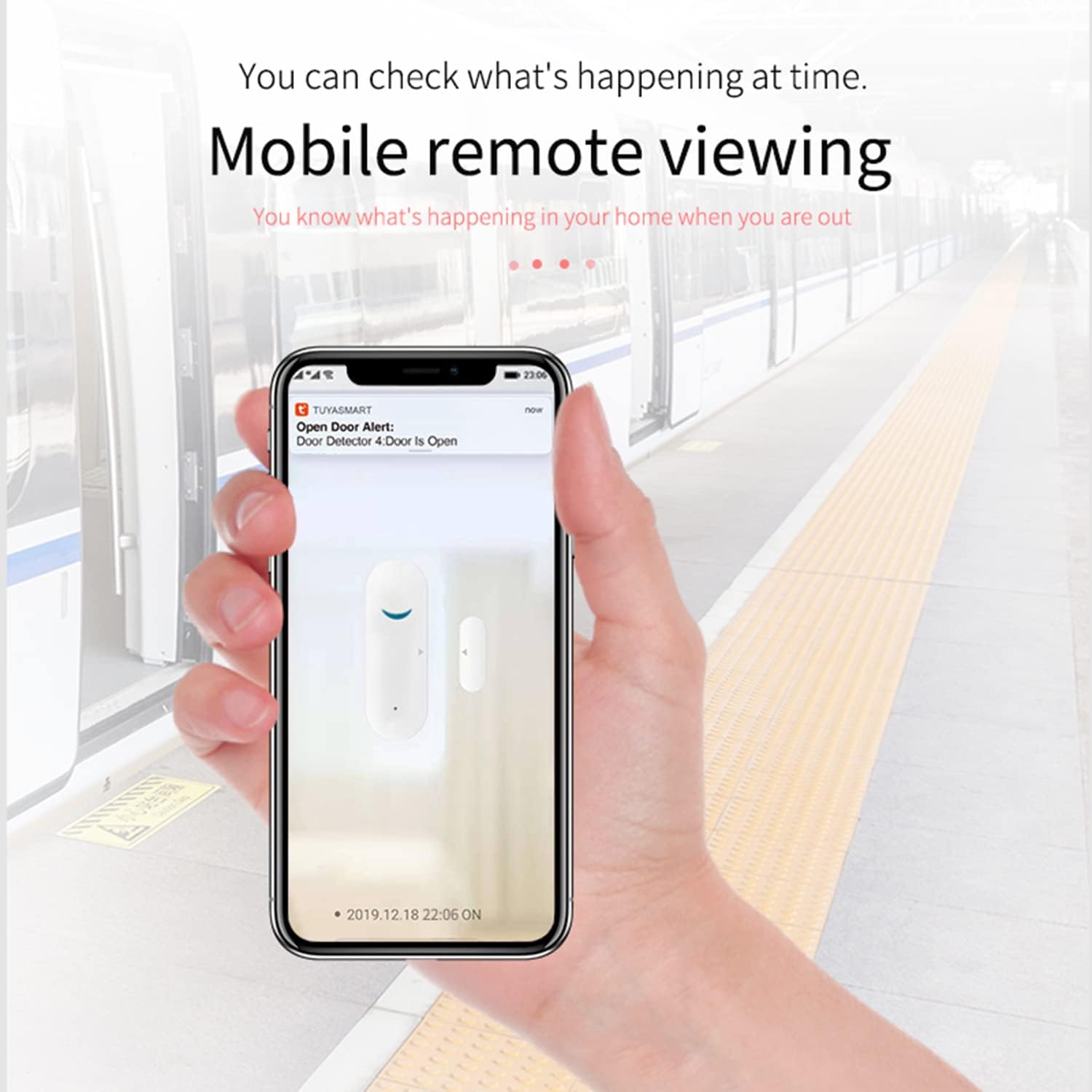TUYA – Paquete de 4 sensores inalámbricos WiFi para ventana de puerta, alarma inteligente con notificación gratuita, control de aplicación, sistema