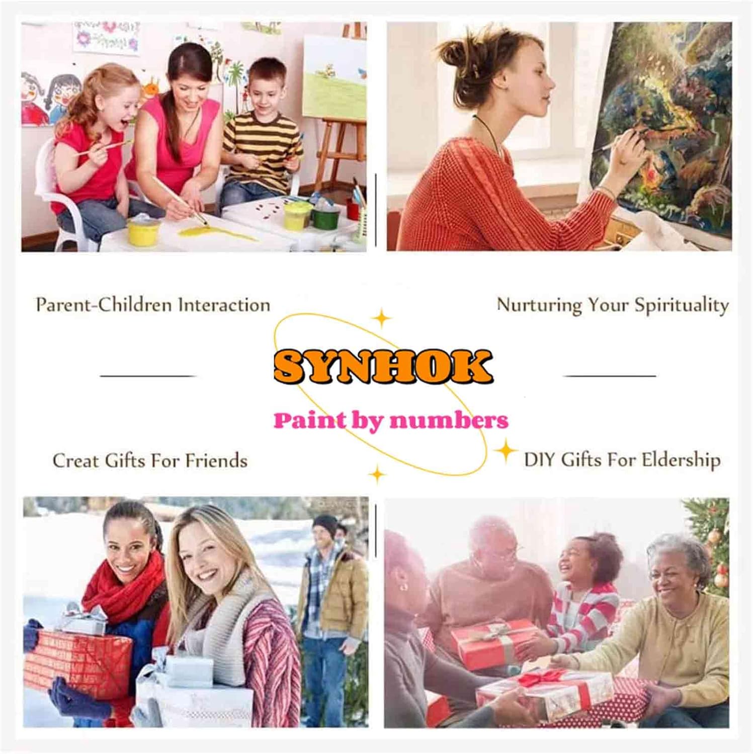 SYNHOK Pintura por números para adultos y niños principiantes, kit de pintura acrílica para decoración de habitación, regalo ideal de 16 x 20