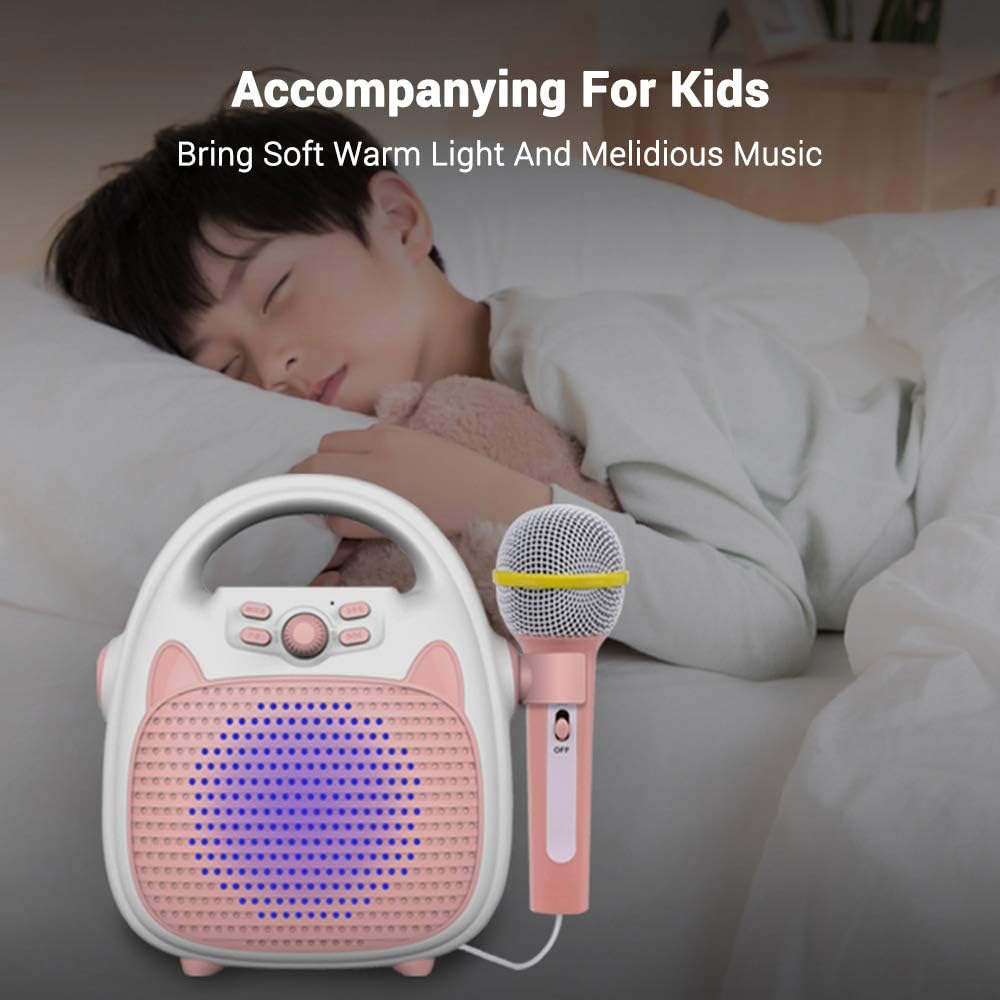 JINGFENG Máquina de karaoke recargable portátil con micrófono BTtarjeta de memorialuces de conectividad USB para niños y niñas