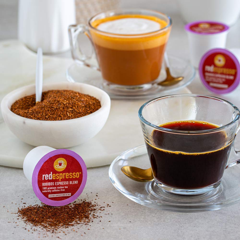 red espresso – K-Cups de té Rooibos – Compatible con todas las cafeteras Keurig – Natural, antioxidante, sin cafeína, té rojo puro (12 K-Cups)