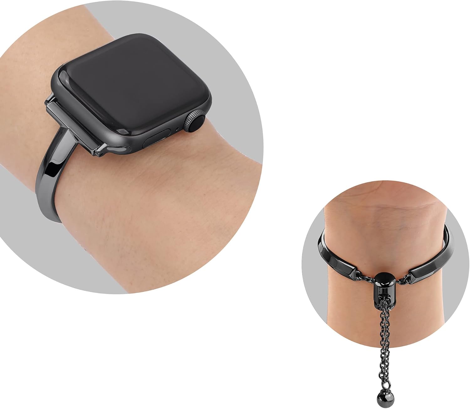 PlusRoc Correa de acero inoxidable compatible con Apple Watch Band de 1.496 in 1.575 in 1.614 in 1.654 in 1.732 in 1.772 in iWatch SE Series 9 8 7 6