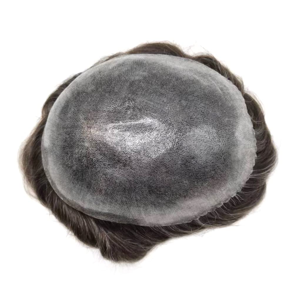 RESHE Toupee – Sistema de cabello humano de repuesto duradero para hombre, extensiones de pelo suave y fino, para hombres, 8 x 10 pulgadas, unidad