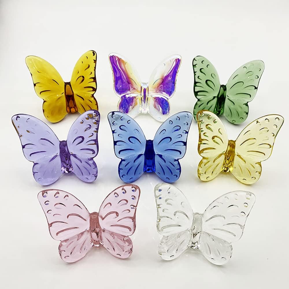 WEISIPU Figura de mariposa de cristal coleccionable, estatua de adorno de cristal para decoración de mesa de pisapapapeles para oficina en casa,