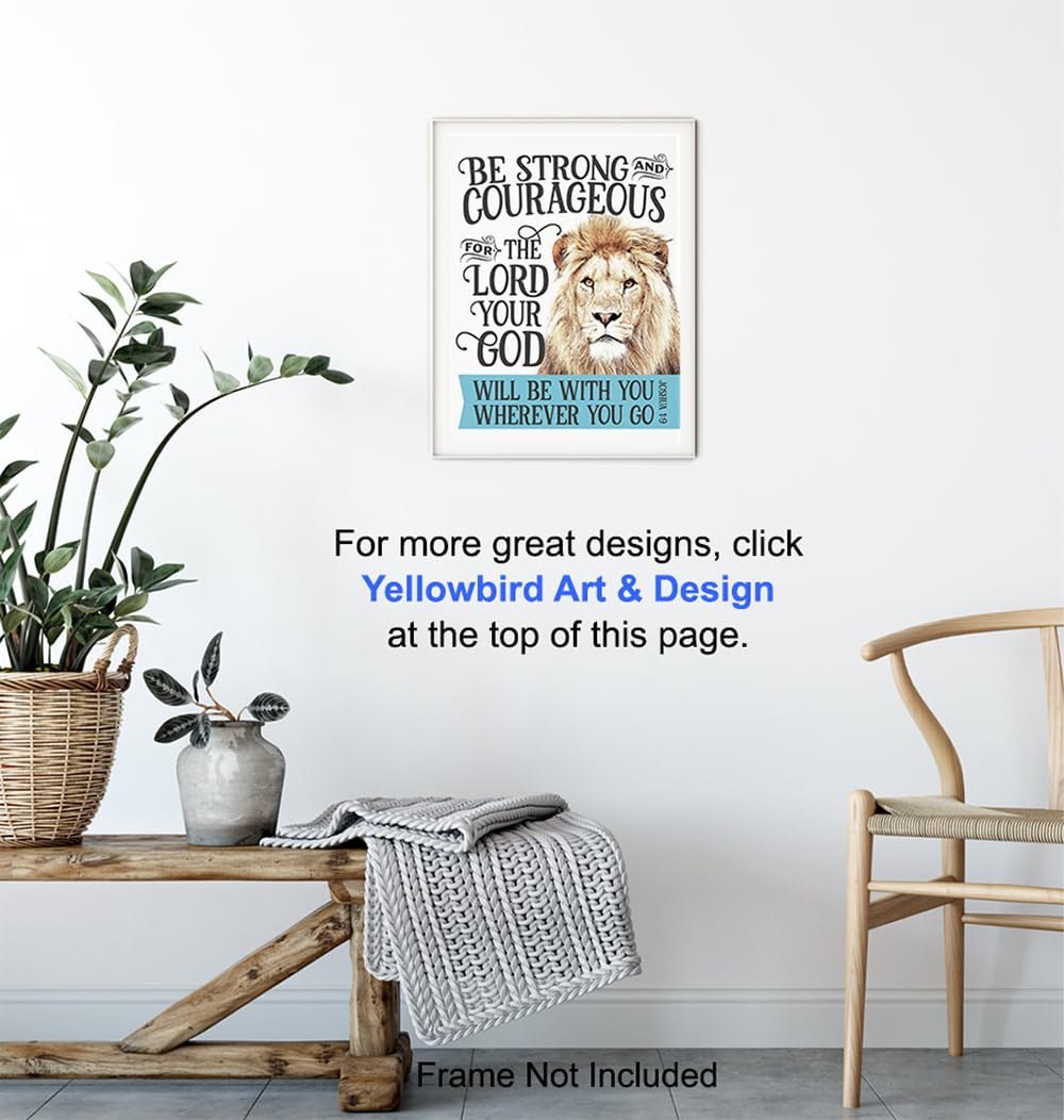 Bible Verse Christian Wall Decor 11×14 – Lion Scripture Decor – Motivational, Sayings, Inspirational Quotes – Religious Art – Christian Wall Art for