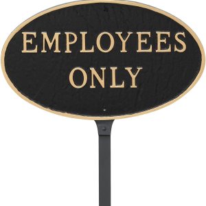 Placa ovalada de metal fundido con texto en inglés “Employees Only” – Placa de exhibición para césped o pared – Letrero de seguridad empresarial – Placa ovalada de metal fundido con texto en inglés “Employees Only” – Placa de exhibición para césped o pared – Letrero de seguridad empresarial –
