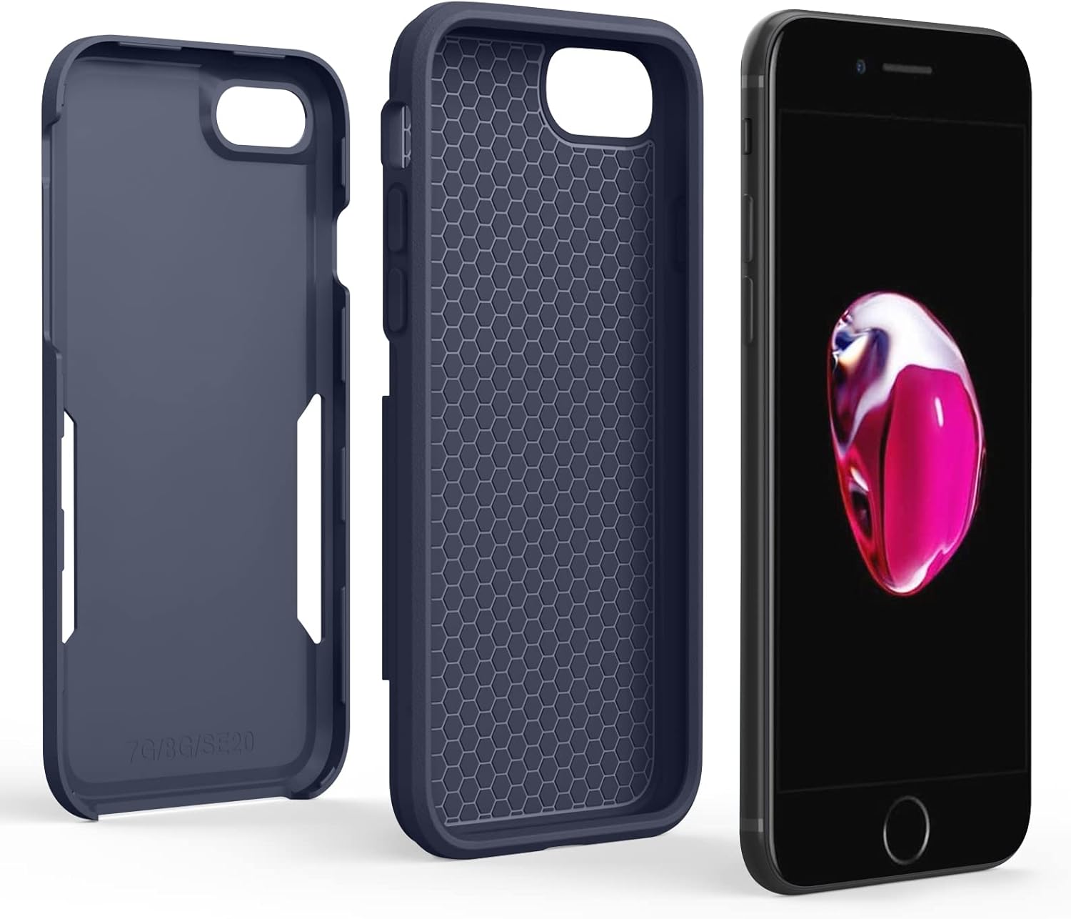 Oumida Funda para iPhone SE 20222020, iPhone 7 8, a prueba de golpes doble capa trasera rígida híbrida resistente protección de cuerpo completo