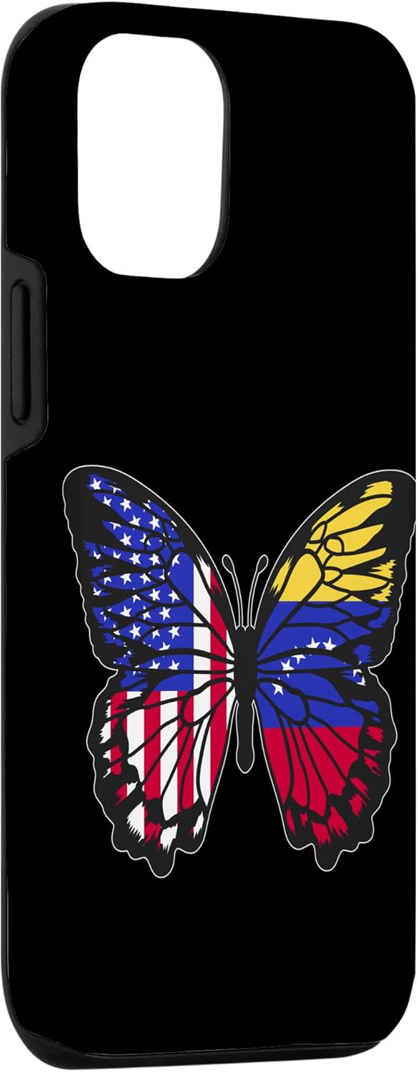 Funda para iPhone 13 Venezuelan Roots USA y Venezuela Mix Butterfly Venezuela