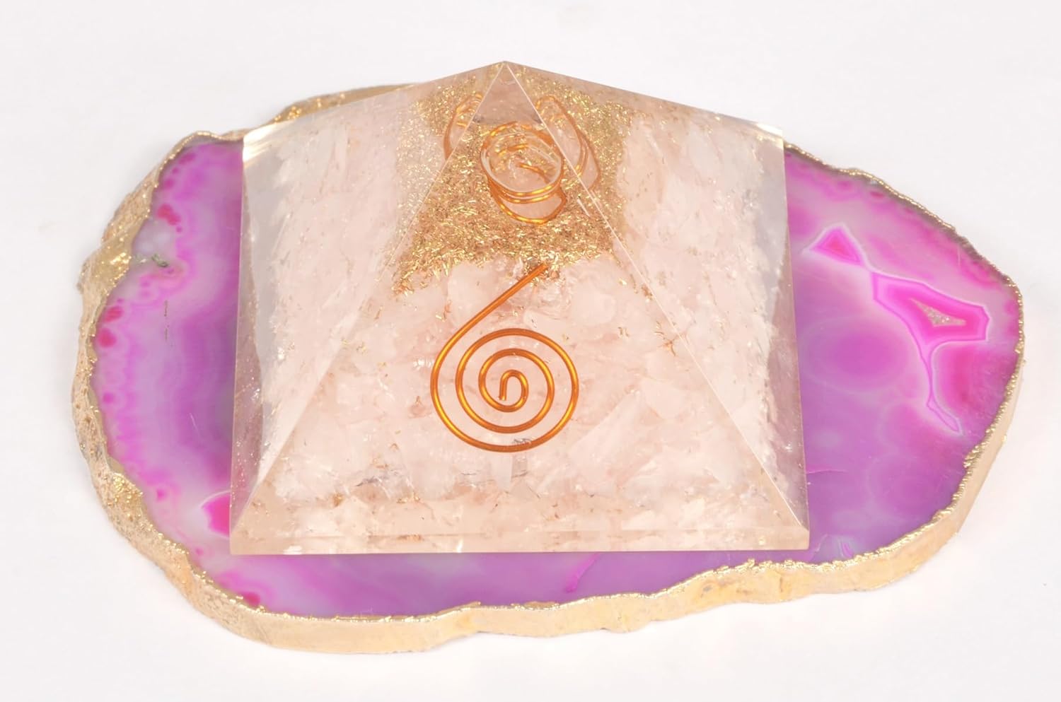 Wholesalegemshop Energy Generator Rose Quartz Orgone Pyramid EMF Protection Healing Crystal From India