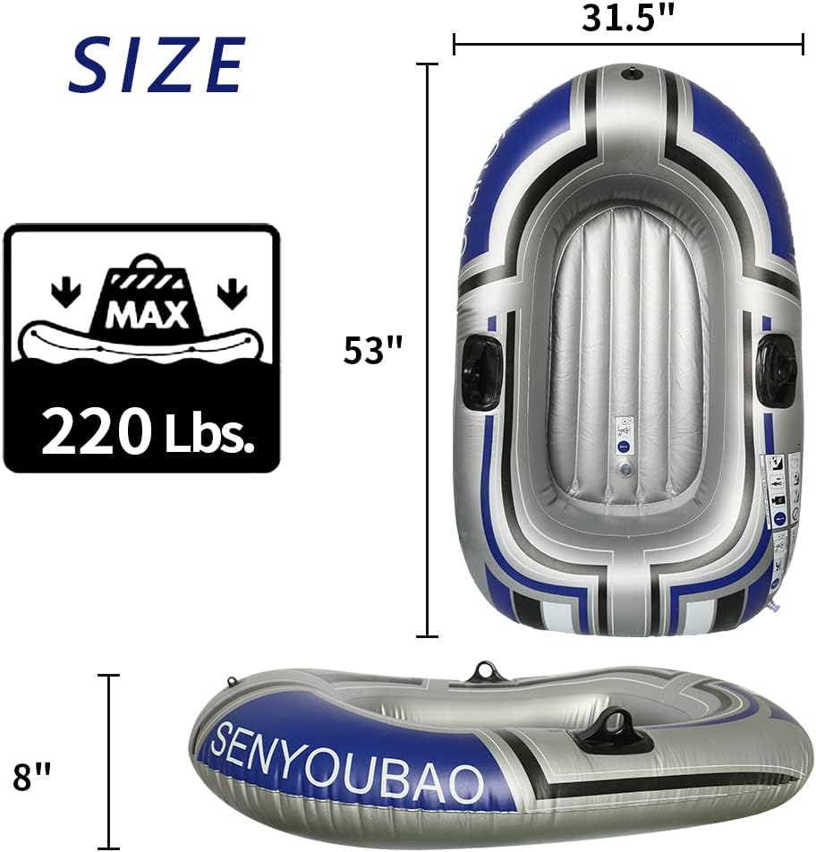 Bote inflable, balsa flotante para piscina, lago para adultos, balsa portátil para barco de pesca para lago con bomba de mano