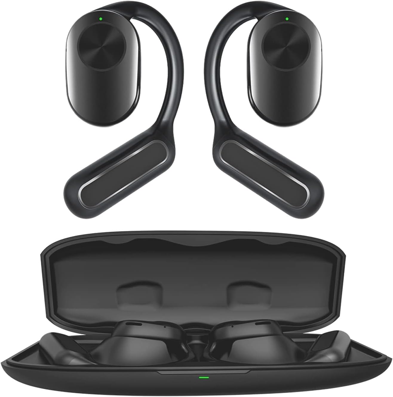 Auriculares de conducción ósea de oído abierto, juego de cabeza inalámbrico Bluetooth sobre auriculares abiertos con ganchos para los oídos, gancho