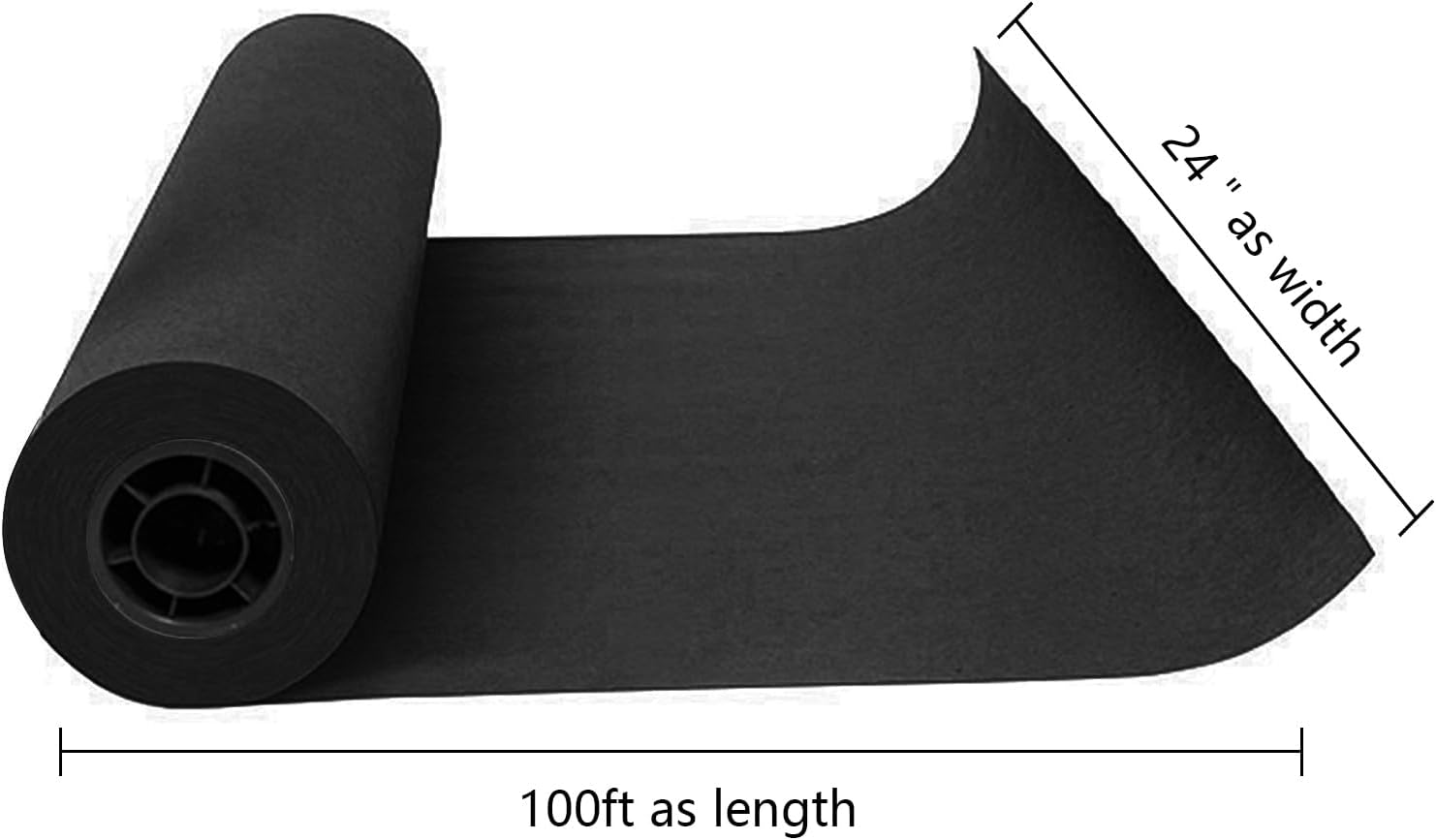 Rollo de papel de regalo negro kraft  24 x 1181 pulgadas (98 pies), rollo de papel para manualidades ideal para envolver regalos, proyectos de arte