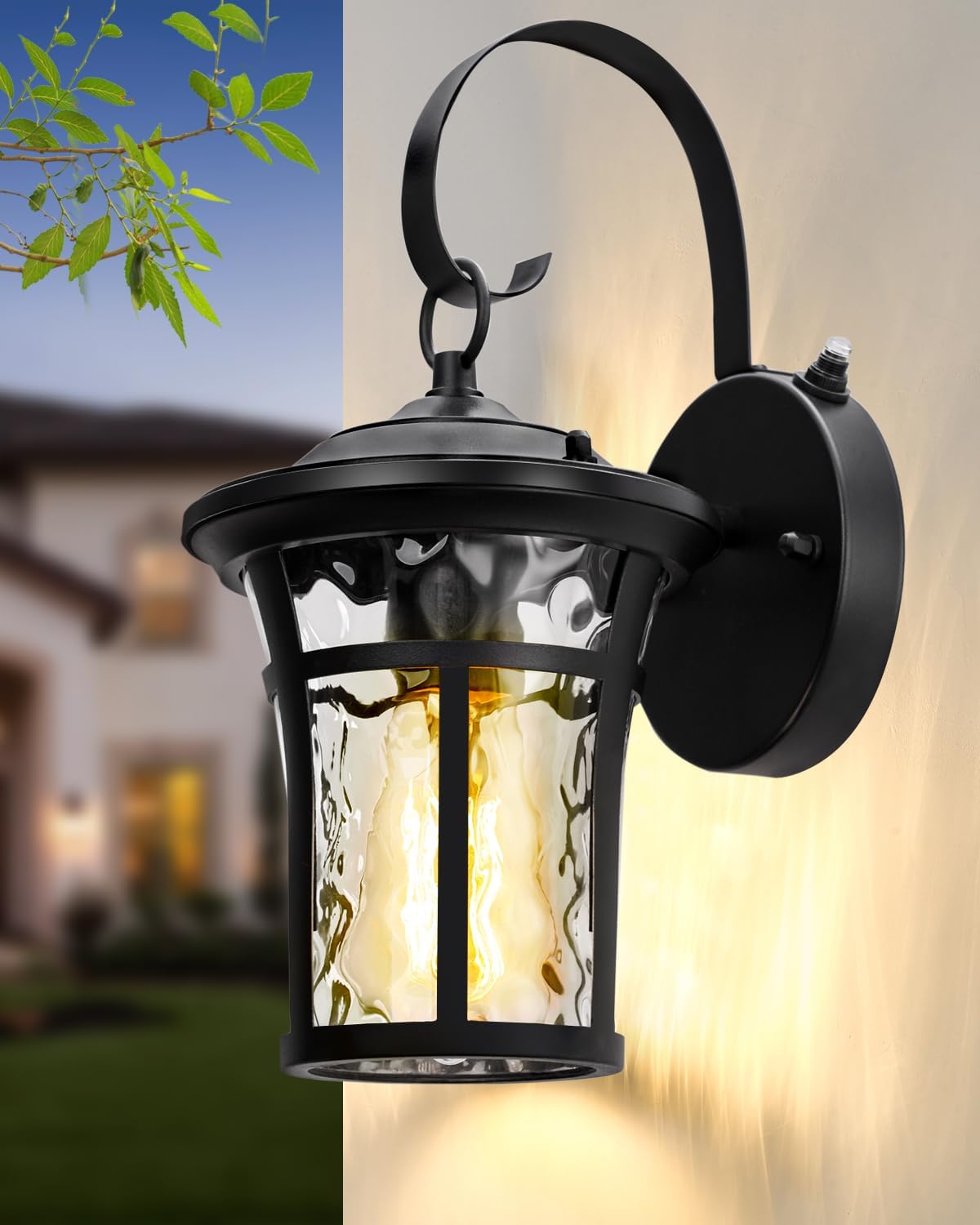 WSCXSC Lámpara de pared al aire libre del anochecer al amanecer, iluminación al aire libre para porche, impermeable, antioxidante, luces de exterior