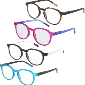 ZENOTTIC Paquete de 4 lentes de lectura redondos con bloqueo de luz azul, para lectores, ampliación 0.0 1.0 1.5 2.0 2.5 3.0 3.5 ZENOTTIC Paquete de 4 lentes de lectura redondos con bloqueo de luz azul, para lectores, ampliación 0.0 1.0 1.5 2.0 2.5 3.0 3.5