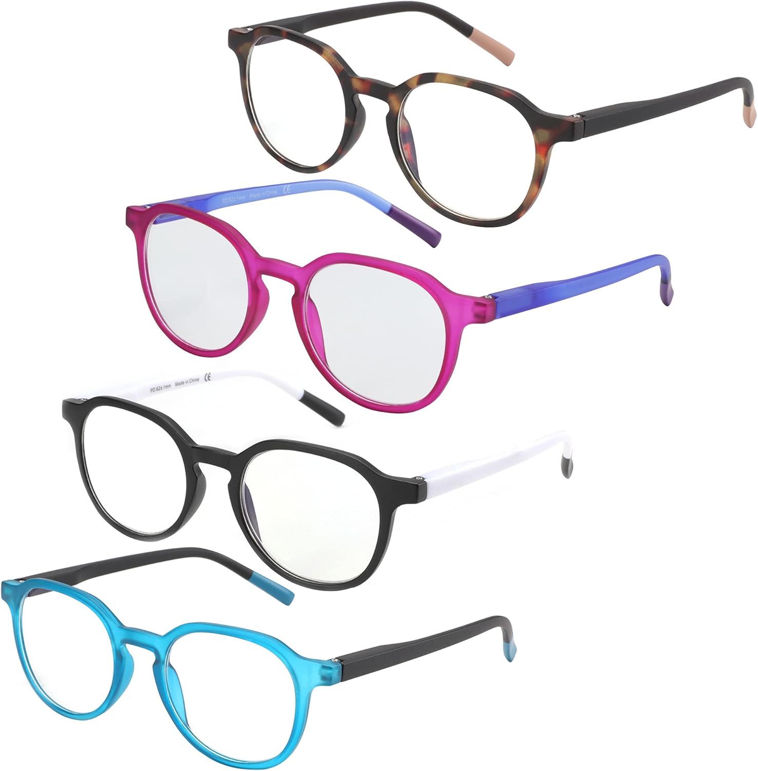ZENOTTIC Paquete de 4 lentes de lectura redondos con bloqueo de luz azul, para lectores, ampliación 0.0 1.0 1.5 2.0 2.5 3.0 3.5