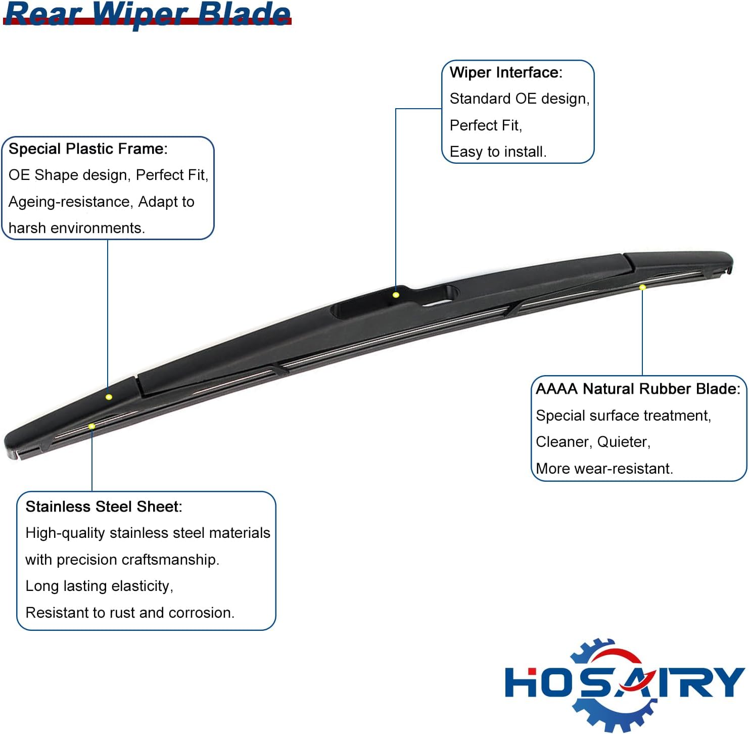 Juego de limpiaparabrisas trasero para Ford Edge 2007-2014, para Lincoln MKX 2007-2015, para Dodge Grand Caravan 2008-2010, para Chrysler Town &