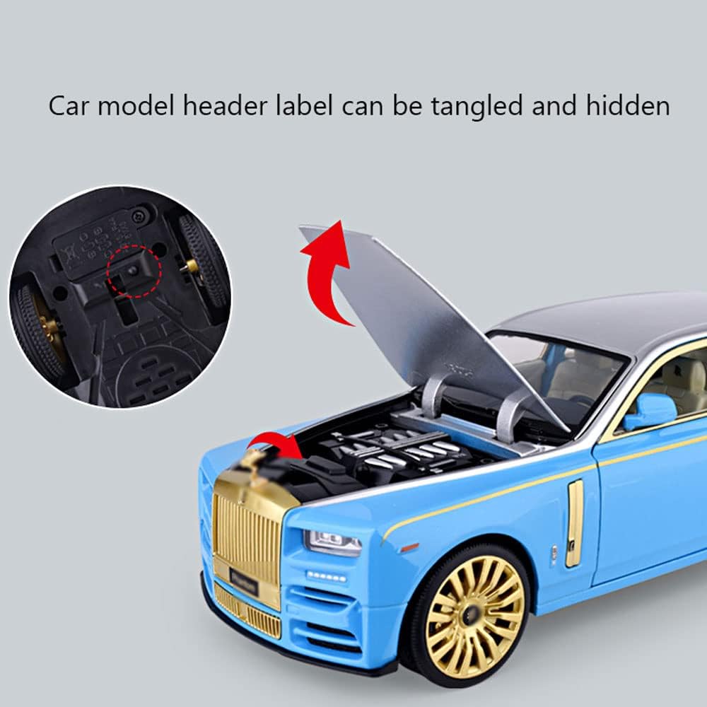 JUNAWN Coche fundido a presión de aleación de simulación, juguete de camión Rolls-Royce Phantom a escala 124, adornos de modelo de automóvil con