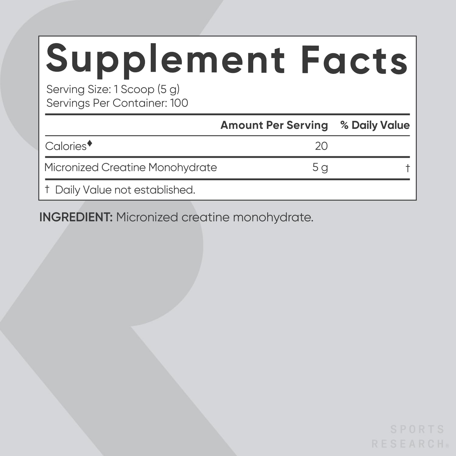 Sports Research Monohidrato de creatina – Gana músculo magro, mejora el rendimiento y la fuerza y apoya la recuperación del entrenamiento – 0.18 oz