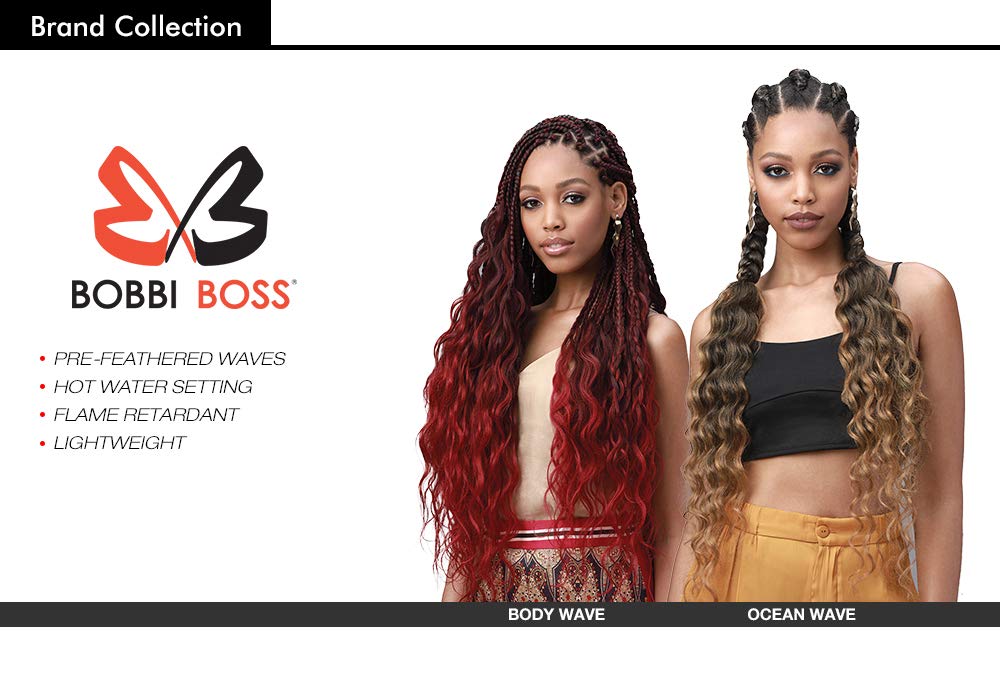 Bobbi Boss – Trenzas de pelo sintético preemplumadas, 3 puntas King Wave Ocean Wave de 28 pulgadas (paquete de 5, 1)