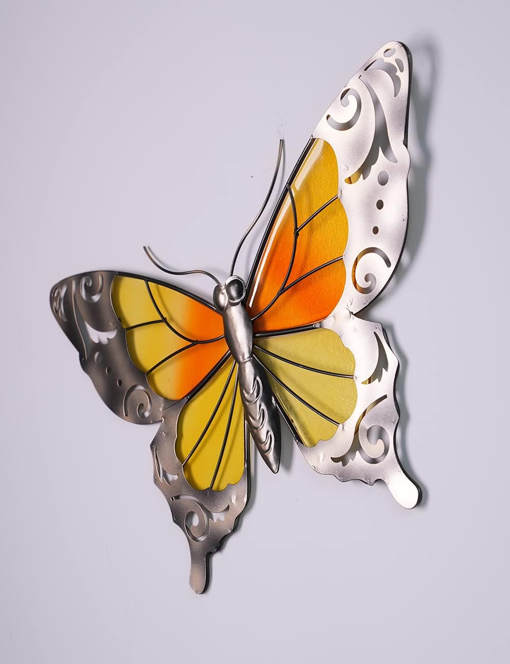 HONCOEN Escultura de pared de arte de metal, decoración de pared moderna, estatua de mariposa 3D, regalo para el hogar, manualidades de vitrales en