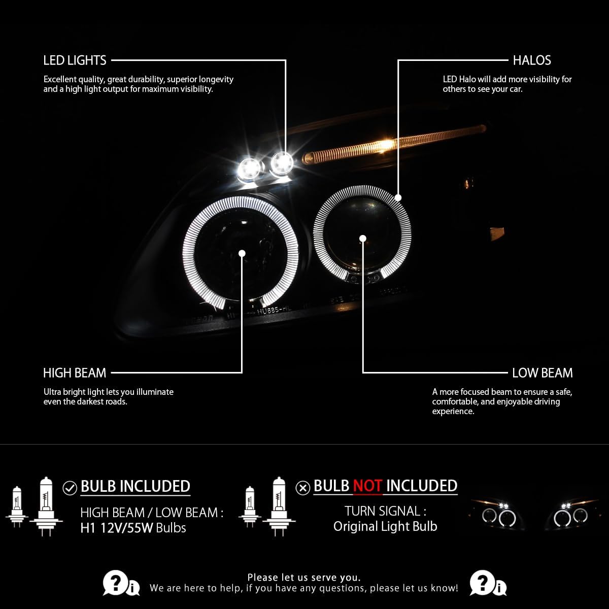AUTOZENSATION Compatible con faros delanteros Honda Civic 234DR 1996-1998, color negro, L + R Pair