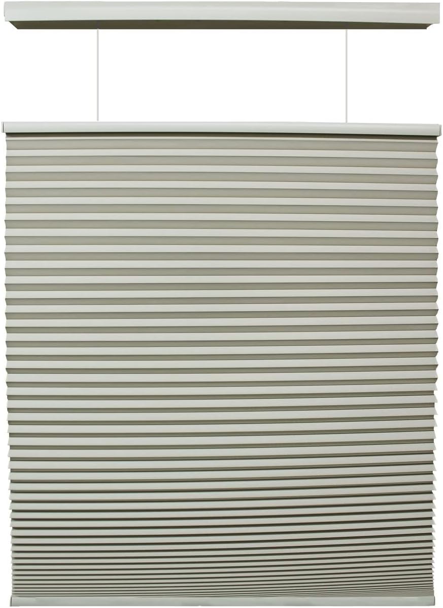 Linen Avenue Persiana opaca celular inalámbrica de arriba hacia arriba de abajo 57 12 pulgadas de ancho x 48 pulgadas de alto, gris oscuro (llega 14