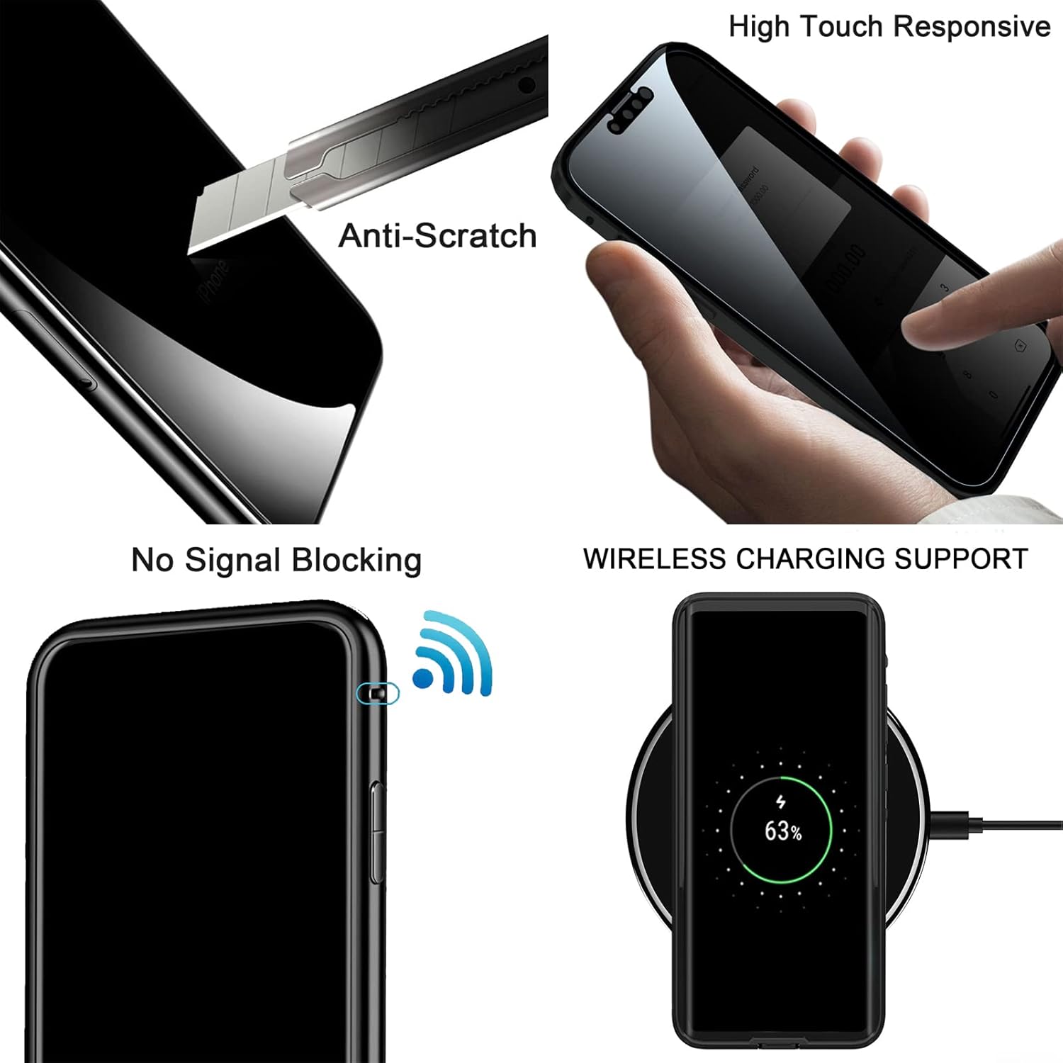 UMTITI – Funda magnética de privacidad antiespía para iPhone 1212 Pro, cuerpo completo con protector de pantalla integrado, parte trasera magnética