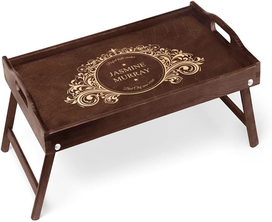 Maverton Mesa de cama para computadora portátil para ella, bandeja de cama personalizada para mujer, bandeja decorativa de madera para cumpleaños,