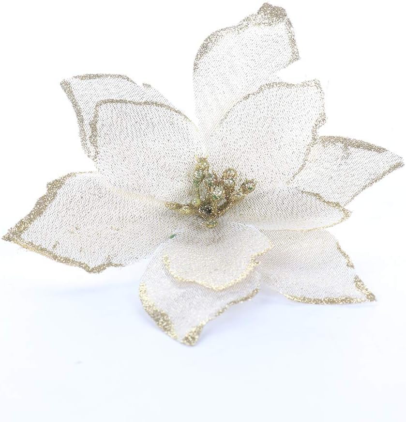 12 adornos de árbol de Navidad de Pascua con purpurina de 5.1 in, adornos artificiales para bodas, flores de Navidad, coronas de árbol de Navidad